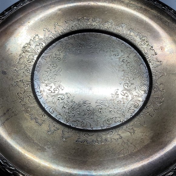 Vintage WMA Rogers MeadowBrook Silver Plate Round 10 Inch Serving Platter - Picture 6 of 15